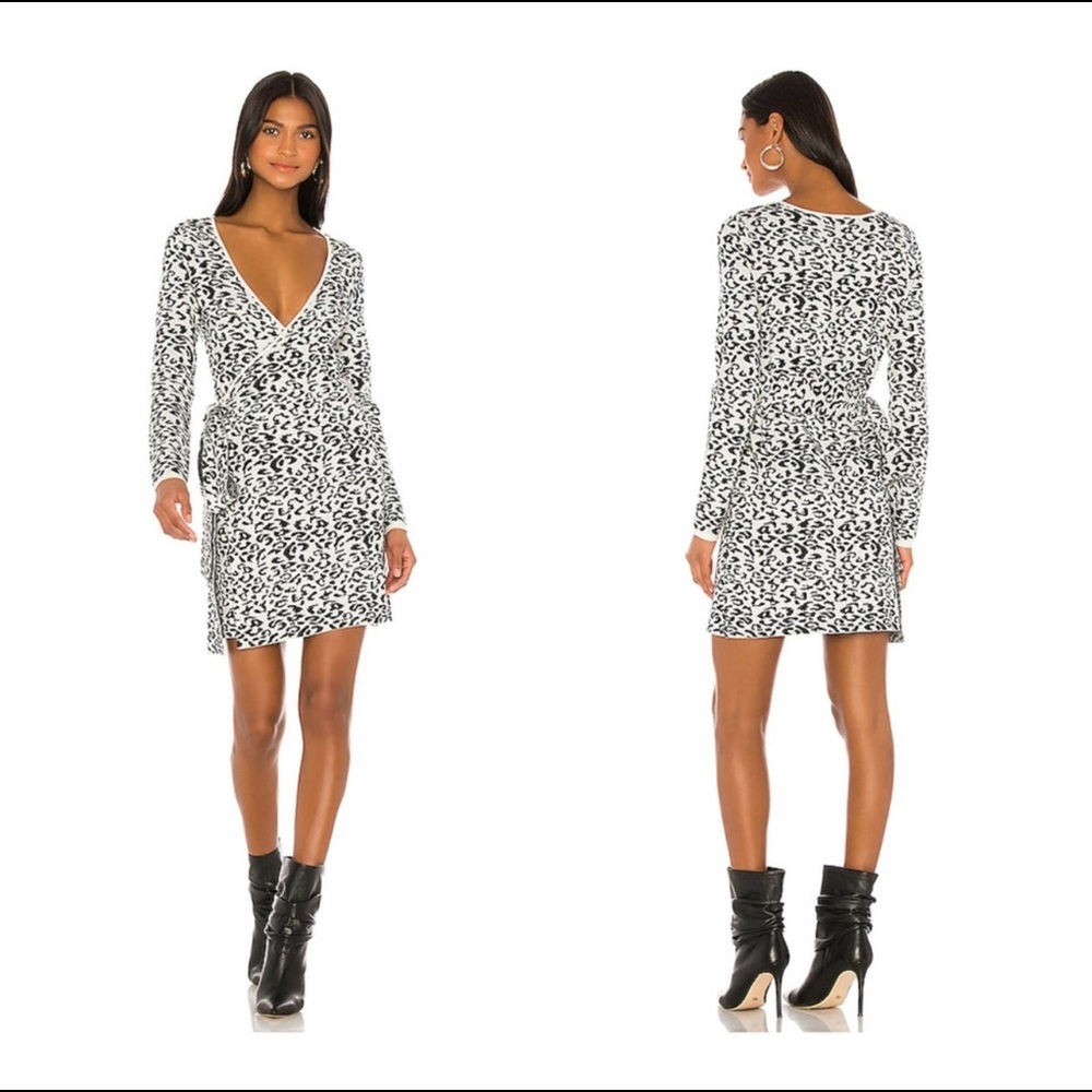 Lovers + Friends Merida Wrap Dress Snow Leopard